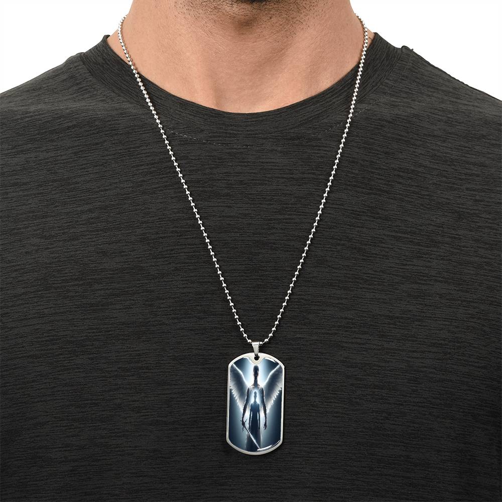 "Guardian Angel Military Dog Tag Necklace"