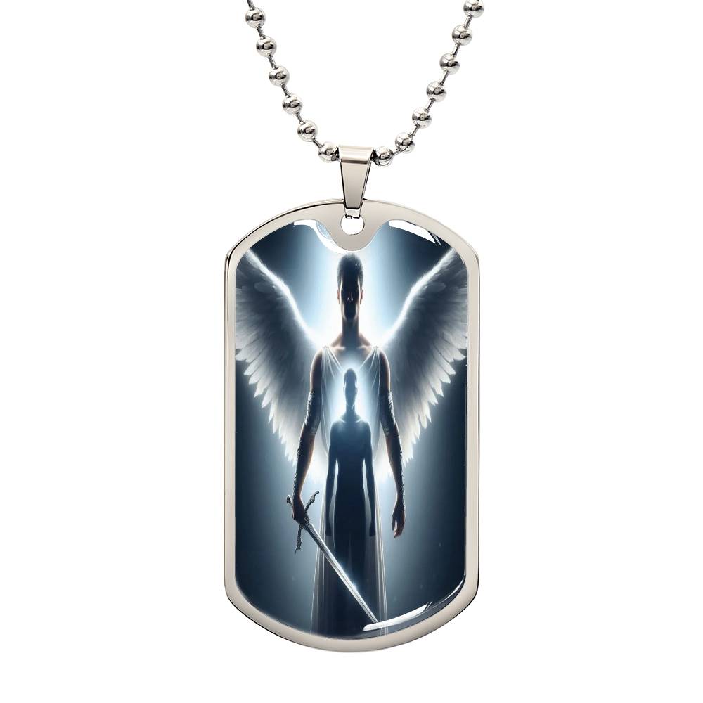 "Guardian Angel Military Dog Tag Necklace"