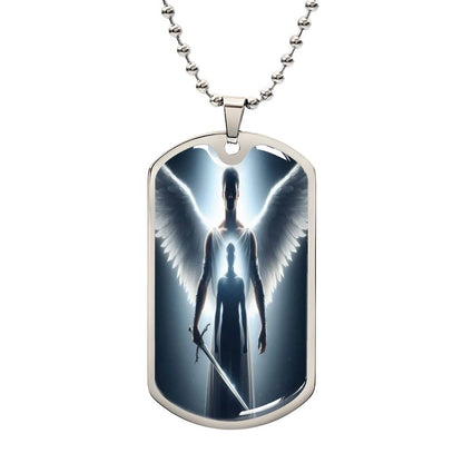 "Guardian Angel Military Dog Tag Necklace"