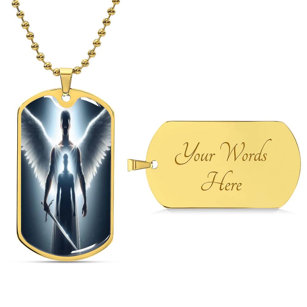 "Guardian Angel Military Dog Tag Necklace"