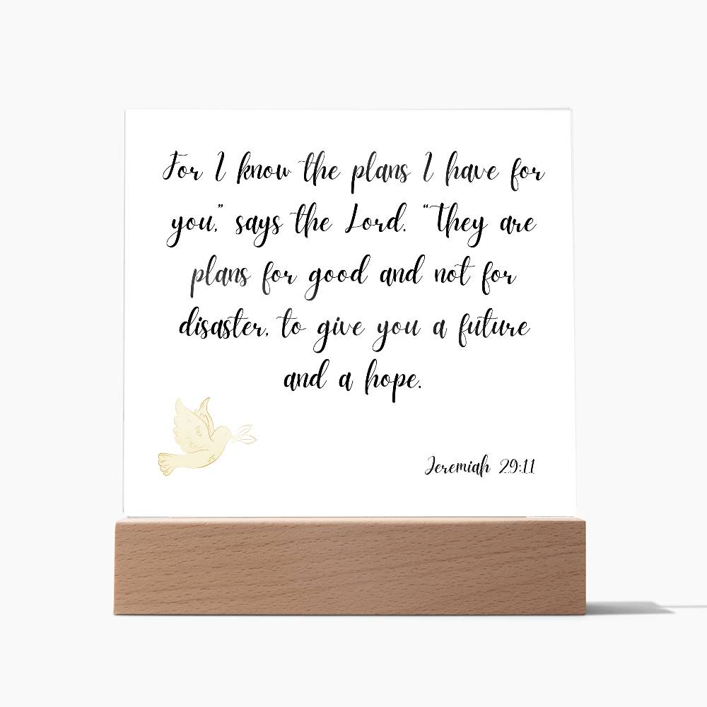 Engraved Acrylic Plaque Bible Verse - Jeremiah 29:11