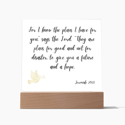 Engraved Acrylic Plaque Bible Verse - Jeremiah 29:11