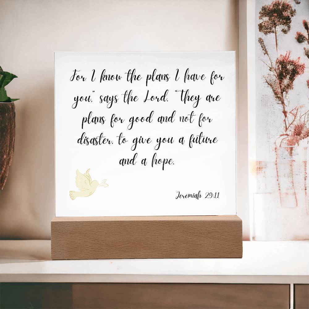 Engraved Acrylic Plaque Bible Verse - Jeremiah 29:11