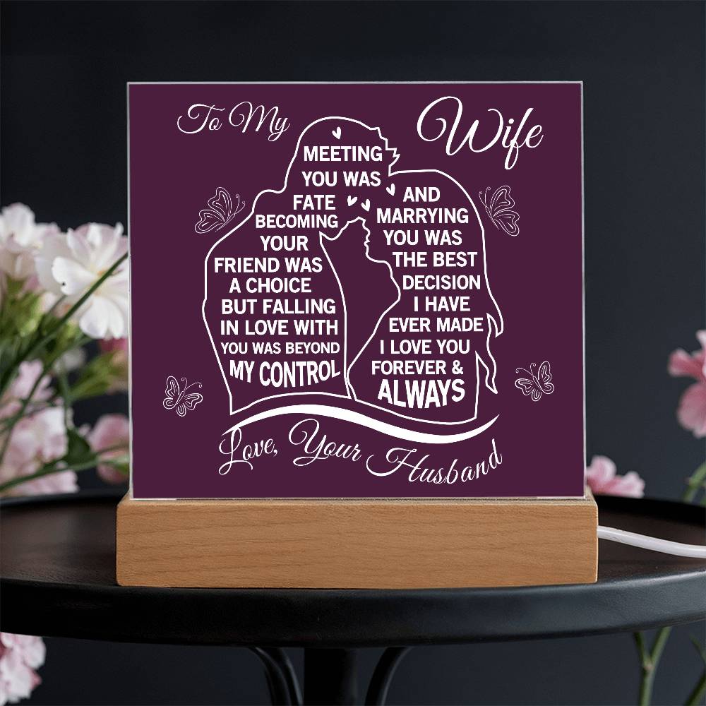 To My Wife Beautiful Acrylic Plaque - From Your Husband - Marrying You Was the Best Decision