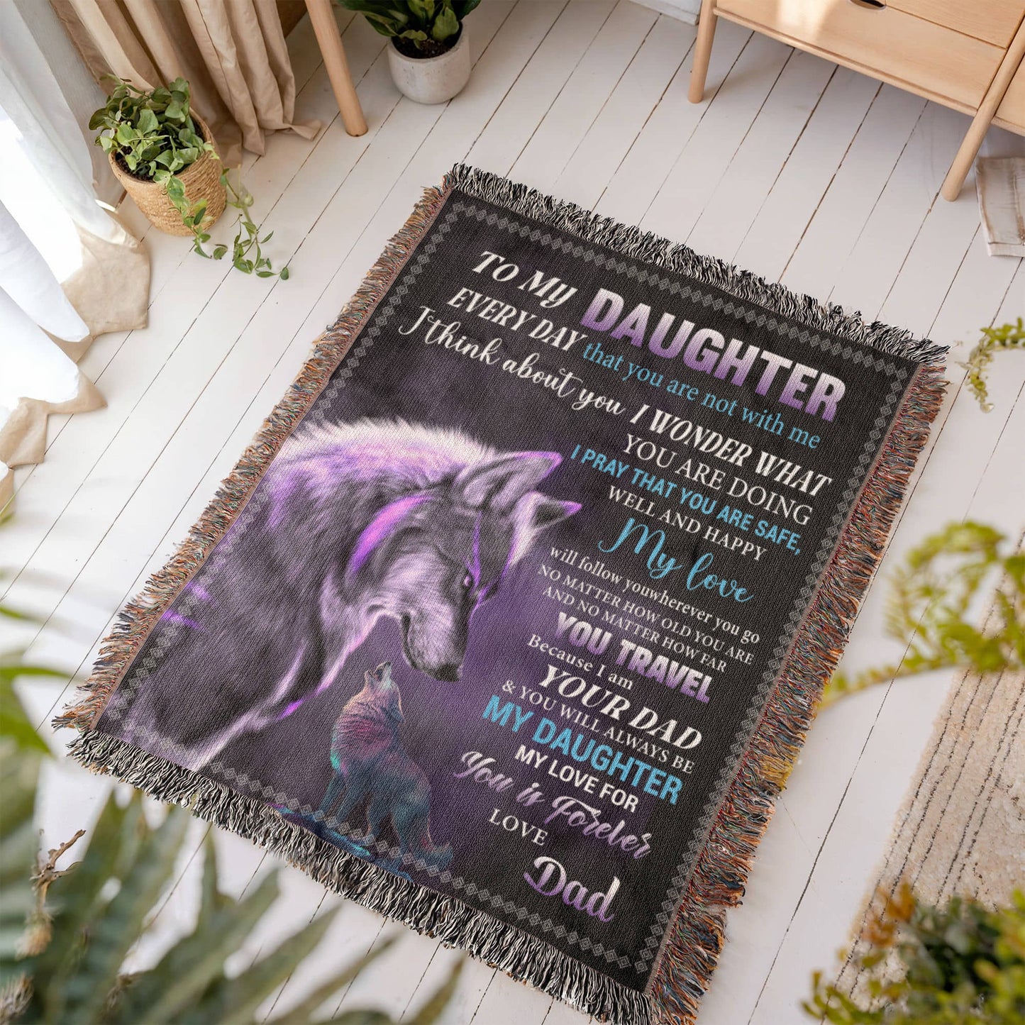 To My Daughter -  Wolf Love Blanket