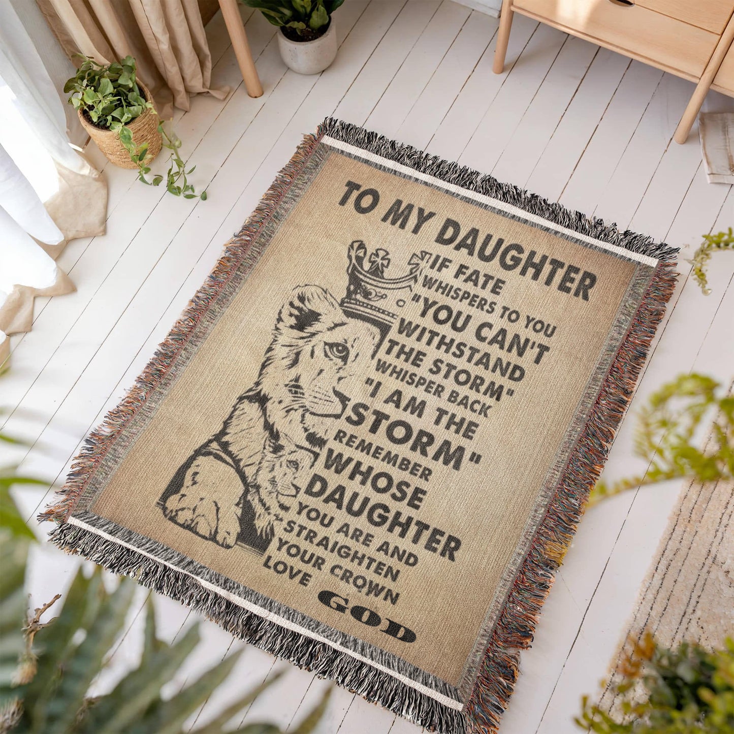 "To My Daughter, Love God" Inspirational Woven Blanket