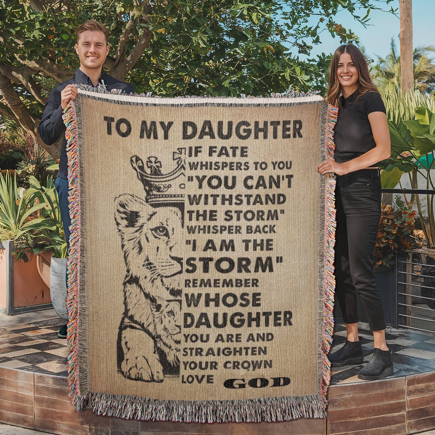 "To My Daughter, Love God" Inspirational Woven Blanket