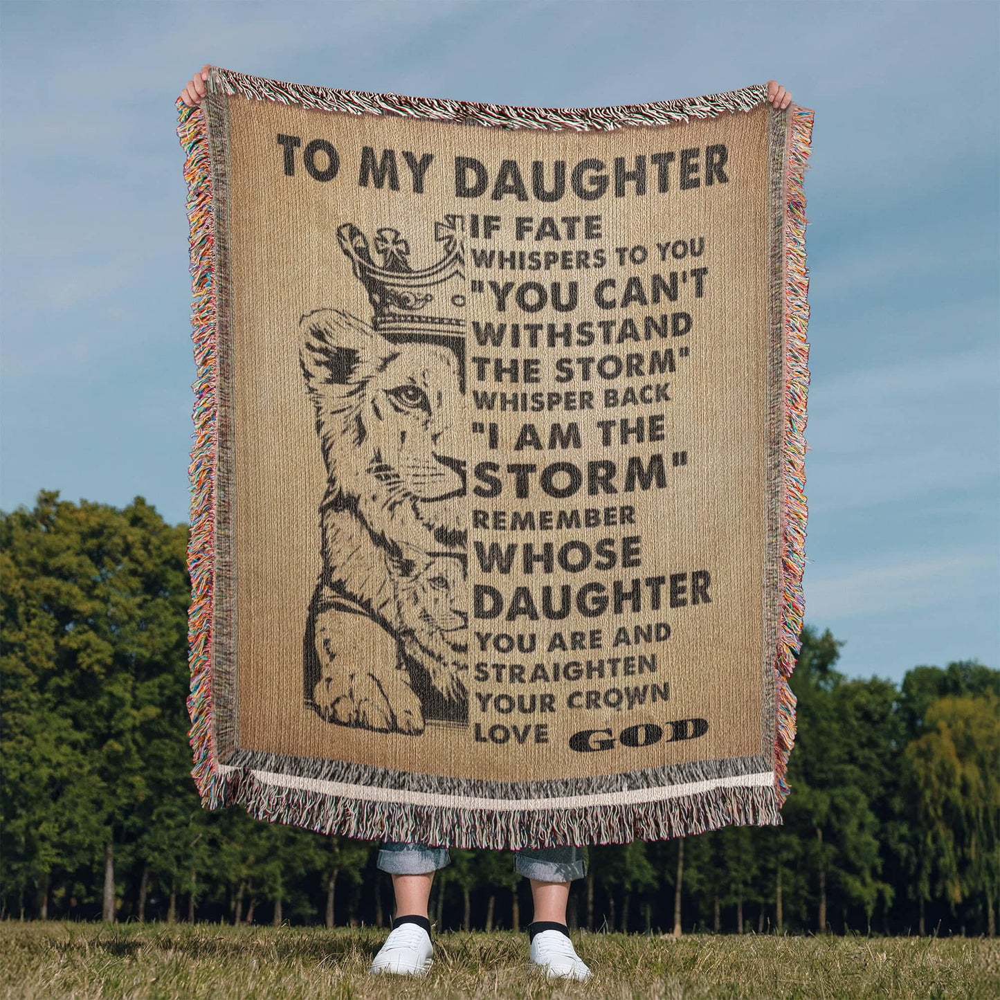 "To My Daughter, Love God" Inspirational Woven Blanket