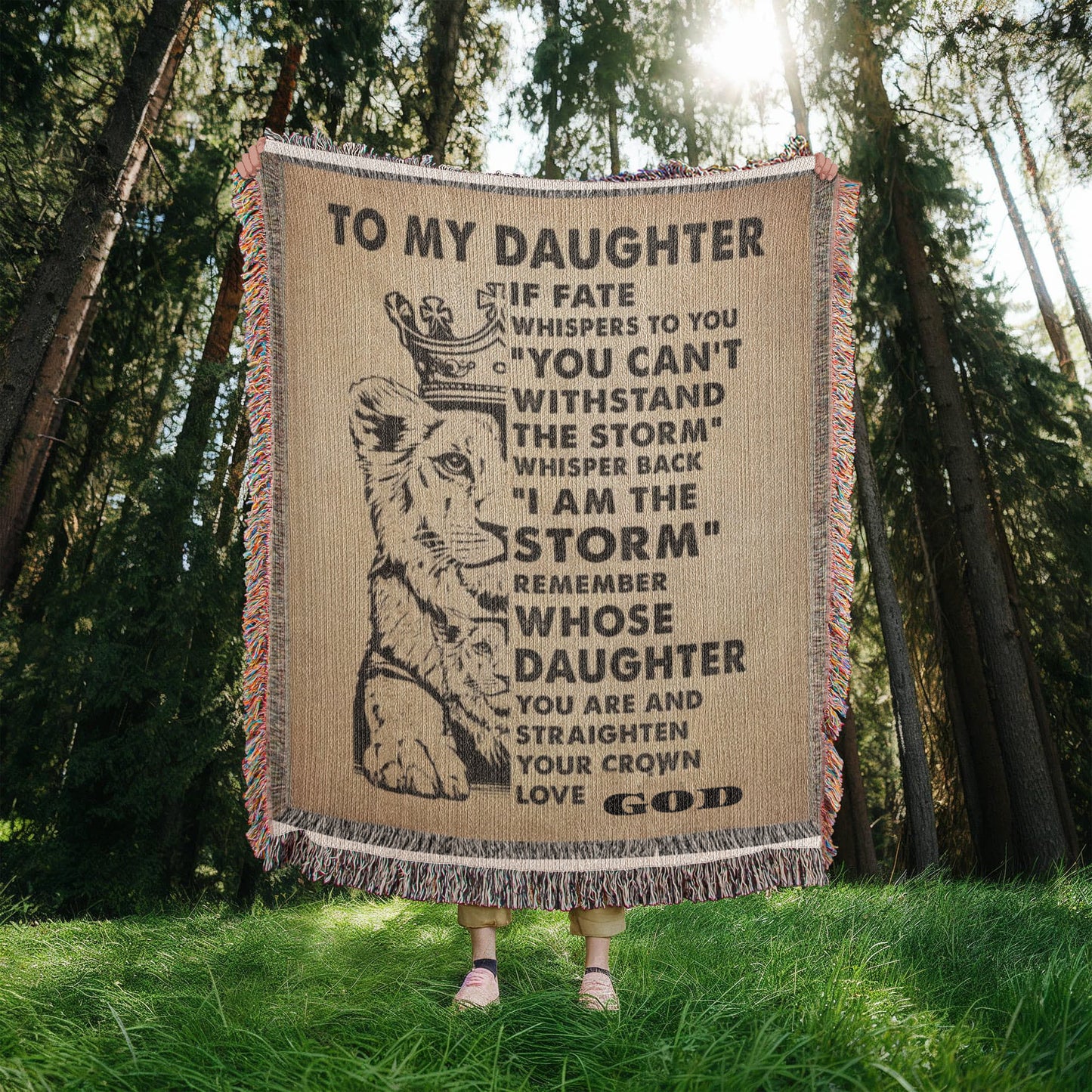 "To My Daughter, Love God" Inspirational Woven Blanket